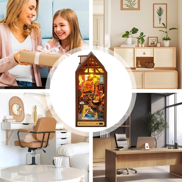 Générique Booknook Kit Puzzle 3D in Legno con LED per Decorazione Casa e Ufficio