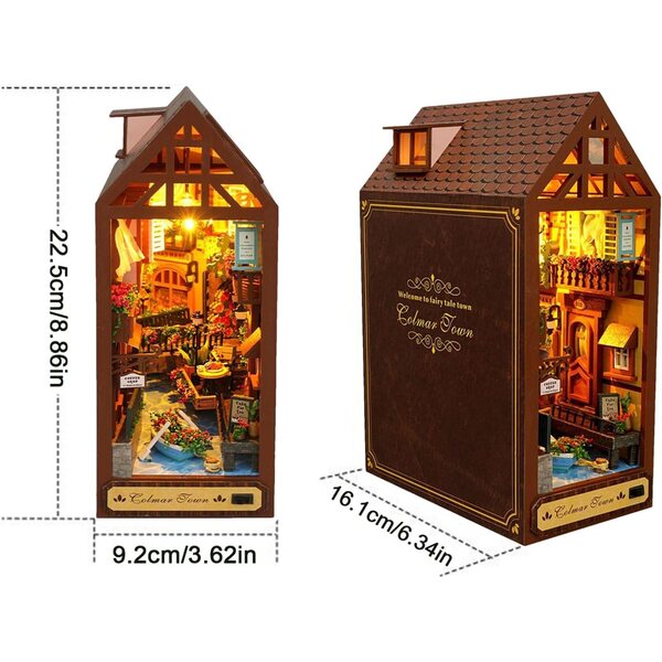 Générique Booknook Kit Puzzle 3D in Legno con LED per Decorazione Casa e Ufficio
