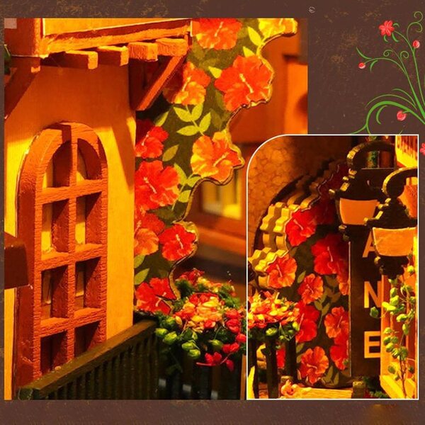 Générique Booknook Kit Puzzle 3D in Legno con LED per Decorazione Casa e Ufficio