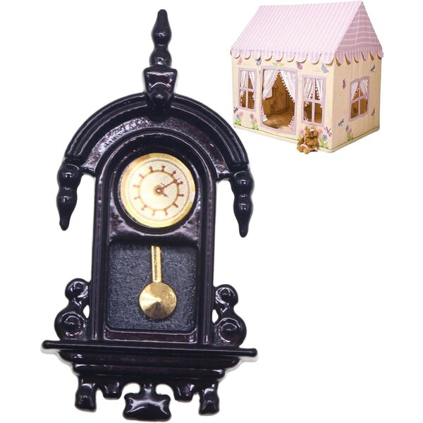 Orologio Miniatura Vintage da Parete per Case delle Bambole, Dettagli Curati e Design in Resina e Metallo