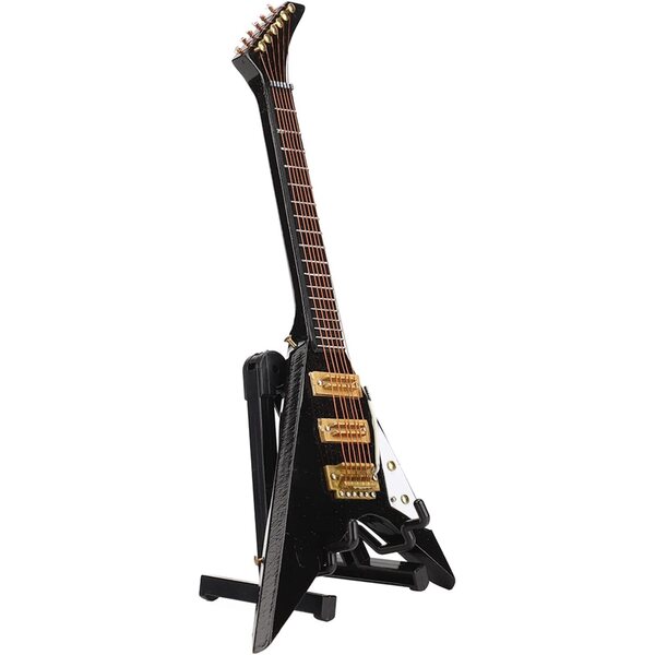 RIZGHWOY Chitarra Elettrica Miniatura in Tiglio 7,3'' con Supporto e Custodia