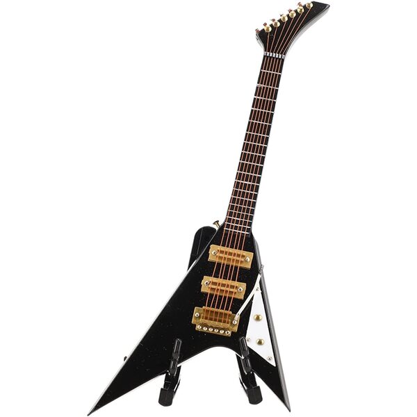 RIZGHWOY Chitarra Elettrica Miniatura in Tiglio 7,3'' con Supporto e Custodia