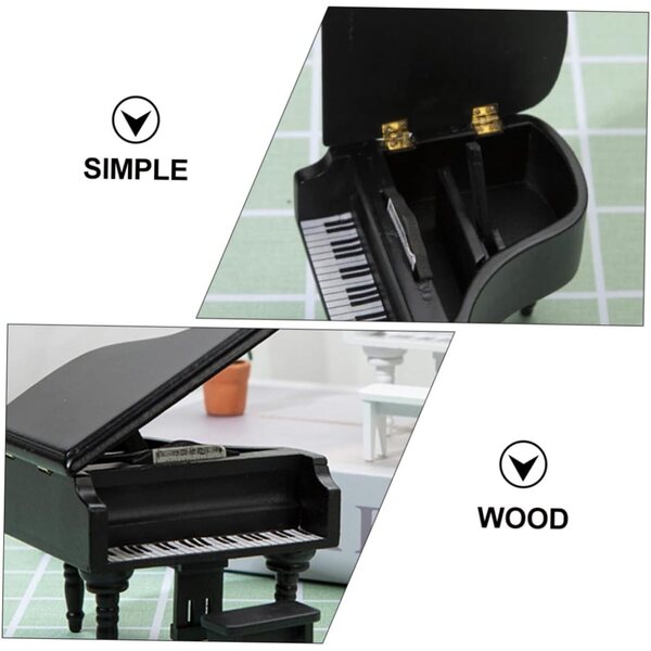 Schwarzes Mini-Klavier aus Holz für Puppenhaus – realistisches dekoratives Accessoire
