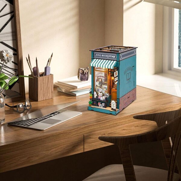 Kit casa in legno illuminata in miniatura - Decorazione creativa per ufficio e soggiorno