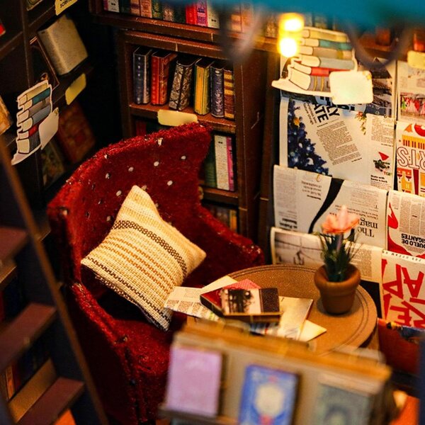 Kit casa in legno illuminata in miniatura - Decorazione creativa per ufficio e soggiorno