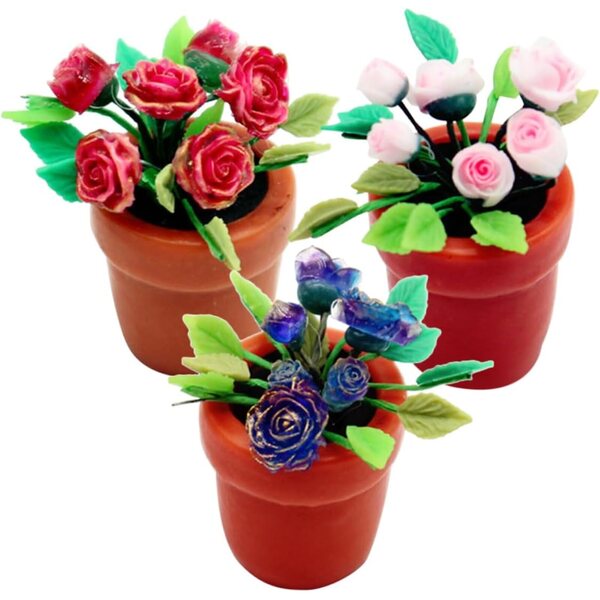 Set 3 Mini Bonsai Artificiali in Resina Realistici per Mini Case e Decorazioni