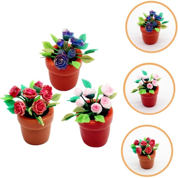 Set 3 Mini Bonsai Artificiali in Resina Realistici per Mini Case e Decorazioni