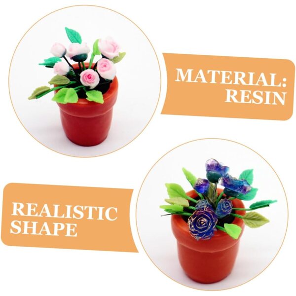 Set 3 Mini Bonsai Artificiali in Resina Realistici per Mini Case e Decorazioni