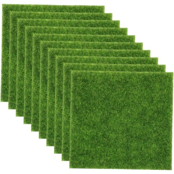 Grüne Kunstrasenmatten 10 Stück 15x15 cm für Diorama und Garten