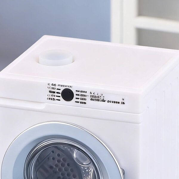 1:12 PVC-Mini-Waschmaschine mit zu öffnendem Deckel und rotierender Trommel, Lernspielzeug