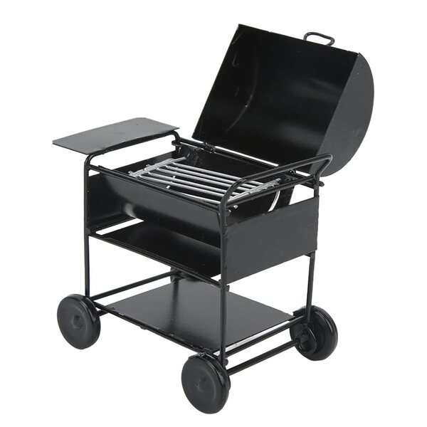 Mini barbecue in ferro nero per case di bambole accessori RC 1/10 84x82x55mm