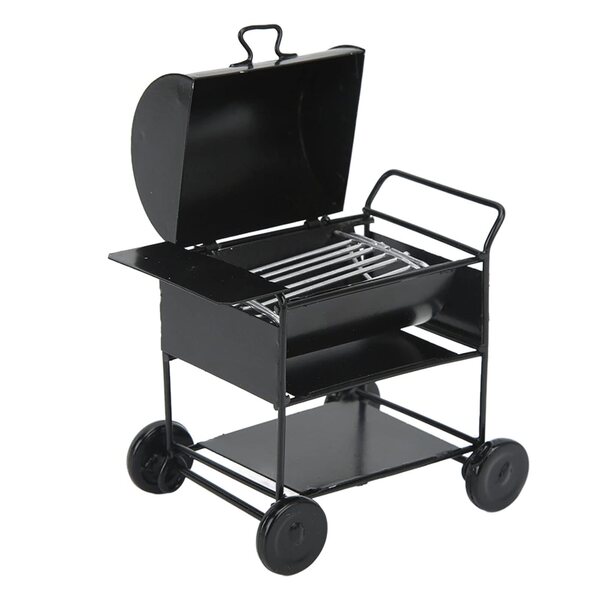 Mini barbecue in ferro nero per case di bambole accessori RC 1/10 84x82x55mm