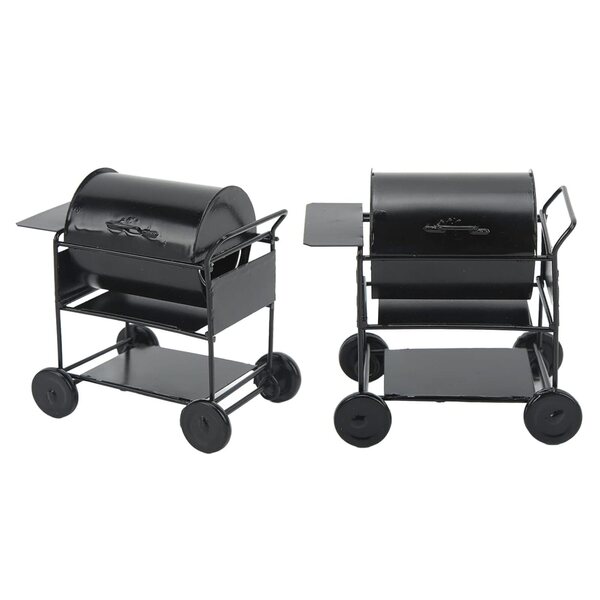 Mini barbecue in ferro nero per case di bambole accessori RC 1/10 84x82x55mm