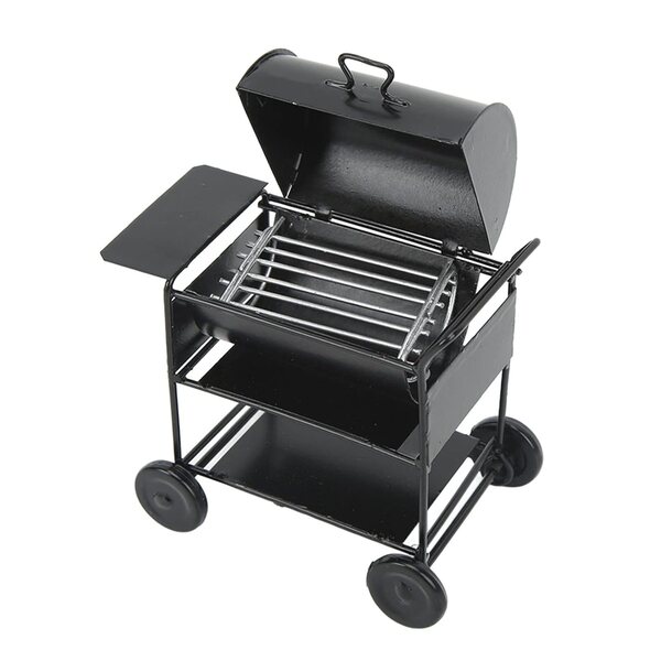 Mini barbecue in ferro nero per case di bambole accessori RC 1/10 84x82x55mm
