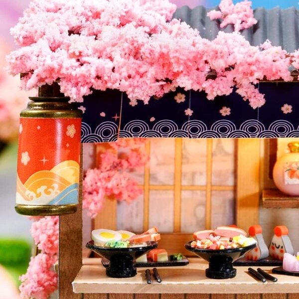 MAGQOO DIY 3D-Puppenhaus mit LED und Möbeln im Maßstab 1:32 Sukura Noodles Shop