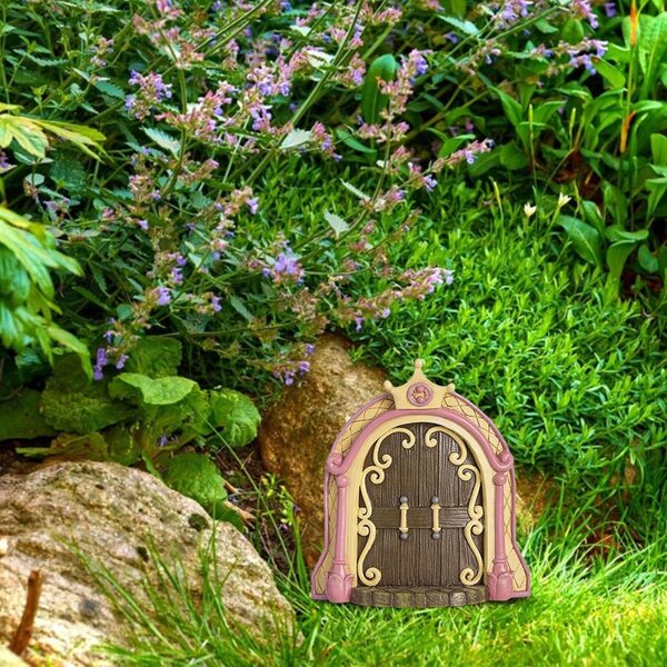 Porta da Giardino di Fate in Legno Miniatura, Decorazione Esterna resistente e Colorata