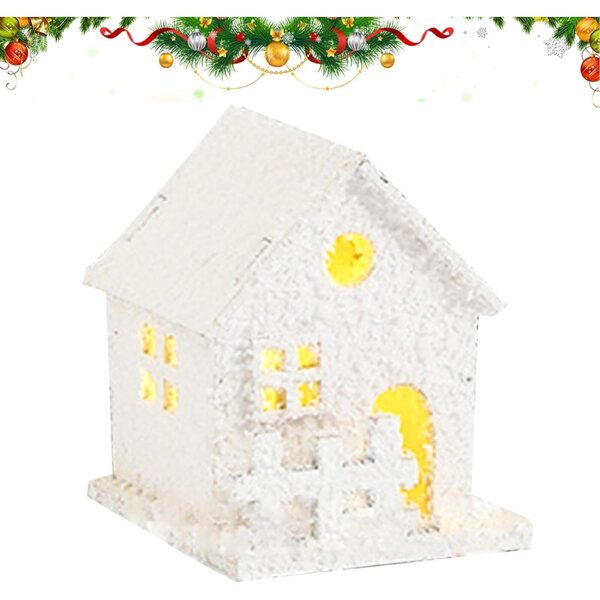 Mini-Holzhaus mit LED-Weihnachtslichtdekoration für eine festliche Atmosphäre
