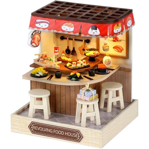Kit casa miniatura in legno con luce LED per decorazioni e bricolage creativo