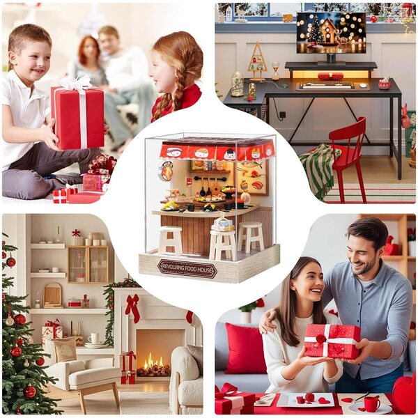 Kit casa miniatura in legno con luce LED per decorazioni e bricolage creativo