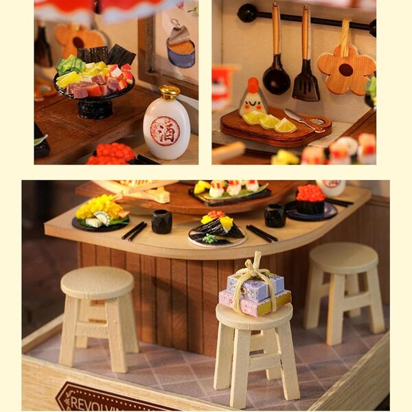 Kit casa miniatura in legno con luce LED per decorazioni e bricolage creativo