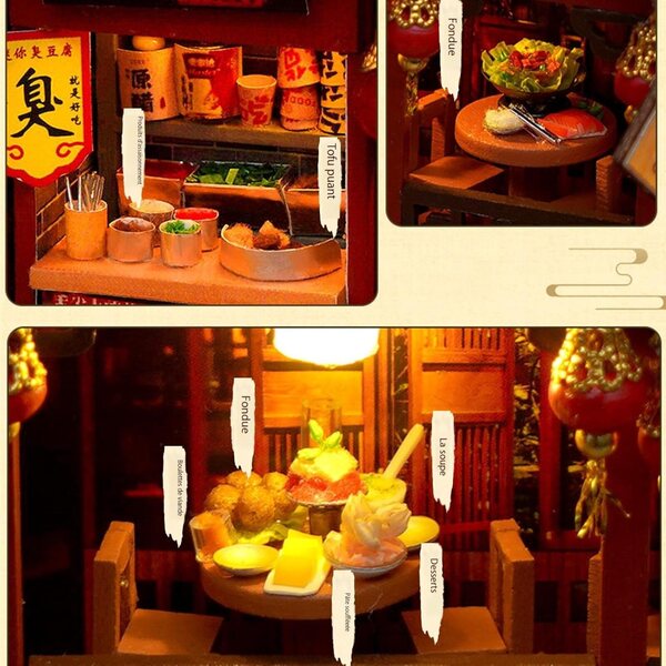 Kit in miniatura in legno a tema cinese con LED - Decorazione creativa per adulti