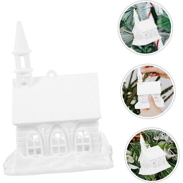 INOOMP Mini Ornamenti Natalizi Casa di Neve in Plastica per Decorazioni Interne ed Esterne