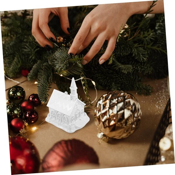 INOOMP Mini Ornamenti Natalizi Casa di Neve in Plastica per Decorazioni Interne ed Esterne