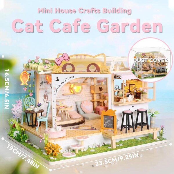 Flever DIY Miniatur-Puppenhaus-Set mit Möbeln und LED-Lichtern – Valentinstagsgeschenk
