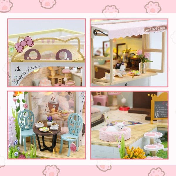 Flever DIY Miniatur-Puppenhaus-Set mit Möbeln und LED-Lichtern – Valentinstagsgeschenk