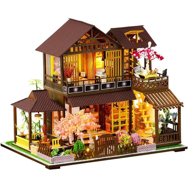 3D-Miniatur-Puppenhaus-Bausatz aus Holz mit LED und Musik, DIY 1:24