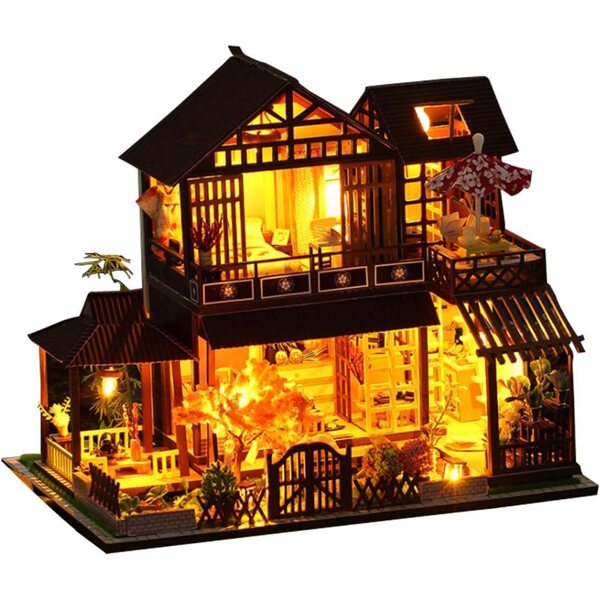 3D-Miniatur-Puppenhaus-Bausatz aus Holz mit LED und Musik, DIY 1:24
