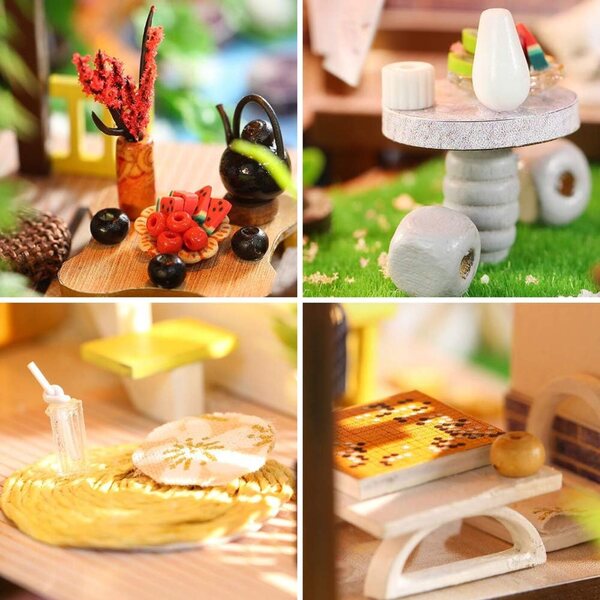 3D-Miniatur-Puppenhaus-Bausatz aus Holz mit LED und Musik, DIY 1:24