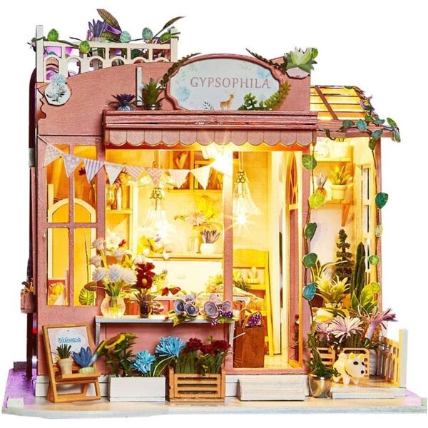 Kit Casa delle Bambole Miniatura con LED XLZSP - Puzzle in Legno fai-da-te 1:24