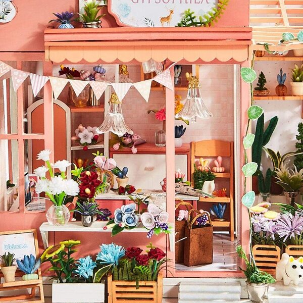 Kit Casa delle Bambole Miniatura con LED XLZSP - Puzzle in Legno fai-da-te 1:24