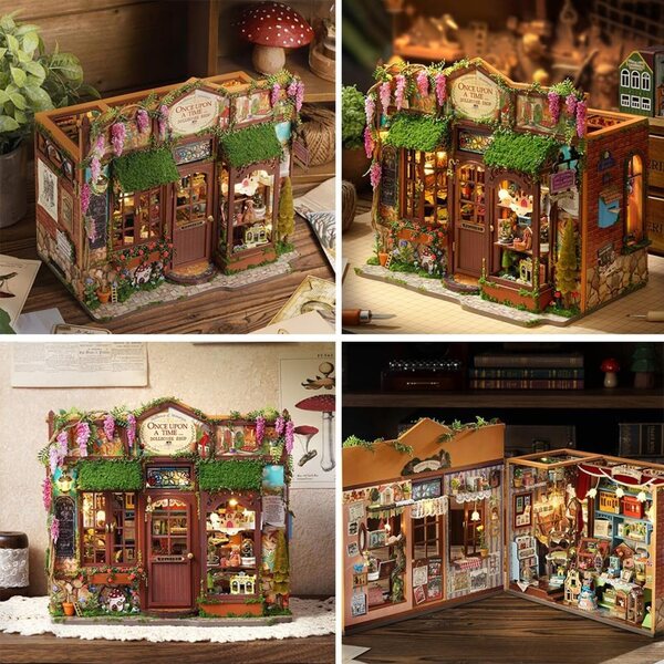 3D-Puppenhaus-Bausatz aus Holz zum Selbermachen mit LED-Lichtern – Dekoration und kreatives Geschenk