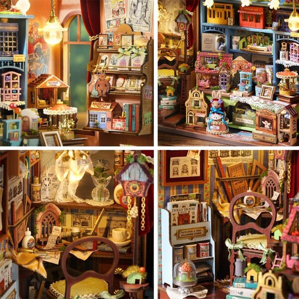 3D-Puppenhaus-Bausatz aus Holz zum Selbermachen mit LED-Lichtern – Dekoration und kreatives Geschenk