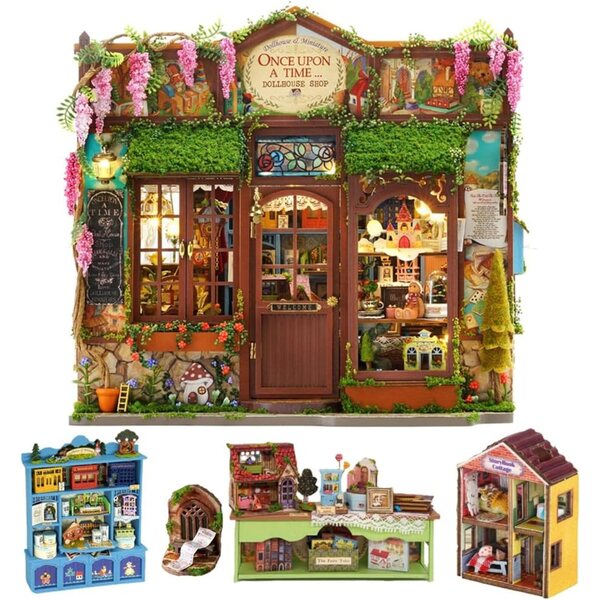 3D-Puppenhaus-Bausatz aus Holz zum Selbermachen mit LED-Lichtern – Dekoration und kreatives Geschenk