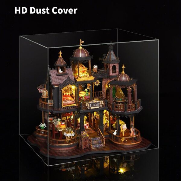 3D-Bausatz für ein mittelalterliches Holzhaus zum Zusammenbauen mit Musik und LEDs, Vintage-Miniatur