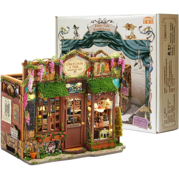 Casa delle Bambole Miniature DIY con luci LED e mobili, Puzzle 3D creativo in legno e tessuto