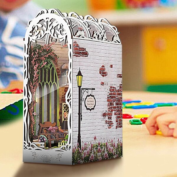 Kit Livre 3D Nook in Legno per Principianti - Miniatura Decorativa con Luce Sensore