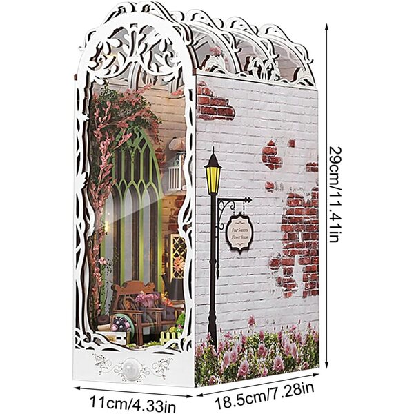 Kit Livre 3D Nook in Legno per Principianti - Miniatura Decorativa con Luce Sensore