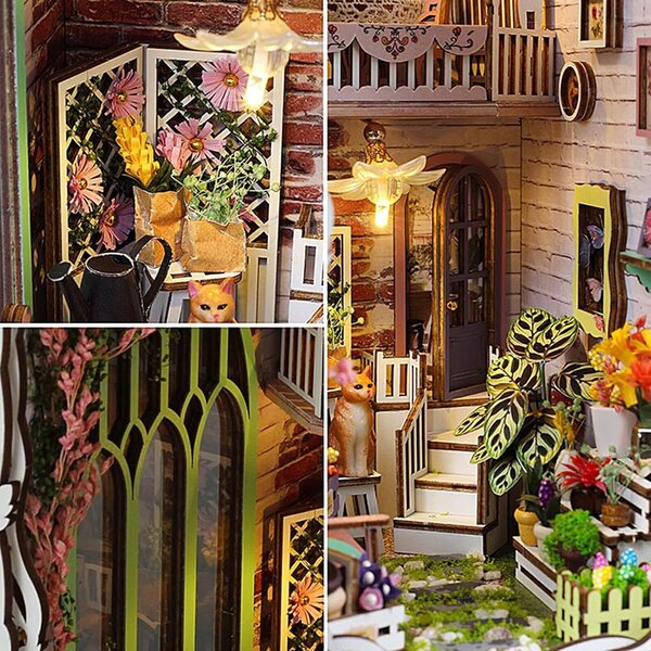 Kit Livre 3D Nook in Legno per Principianti - Miniatura Decorativa con Luce Sensore