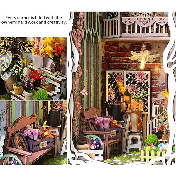 Kit Livre 3D Nook in Legno per Principianti - Miniatura Decorativa con Luce Sensore