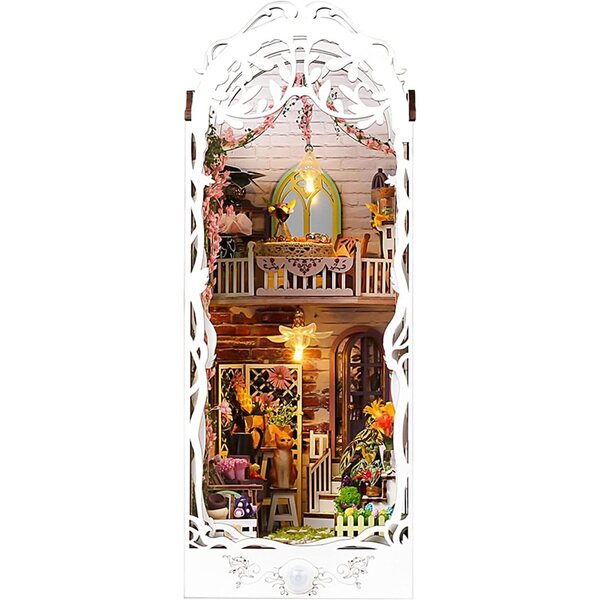 Kit Livre 3D Nook in Legno per Principianti - Miniatura Decorativa con Luce Sensore