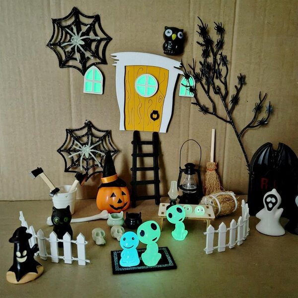 Halloween-Hausminiaturen mit 35 Dekorationen für gruselige und realistische Dekorationen