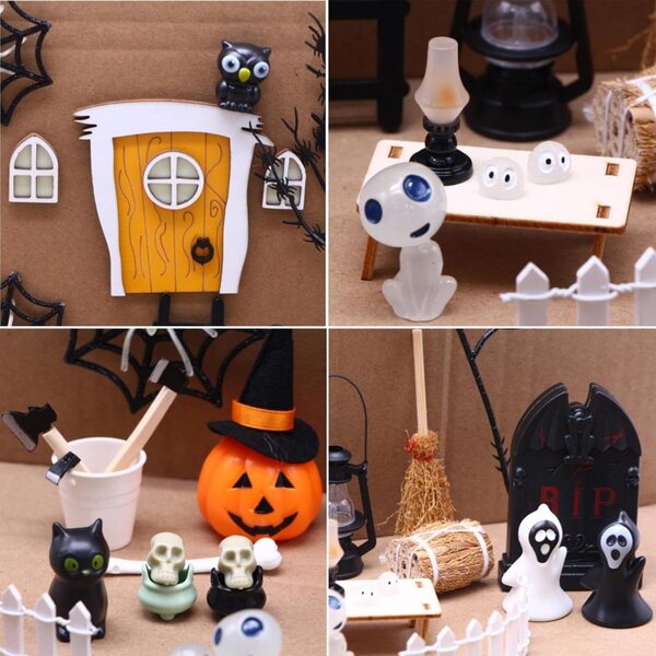 Halloween-Hausminiaturen mit 35 Dekorationen für gruselige und realistische Dekorationen