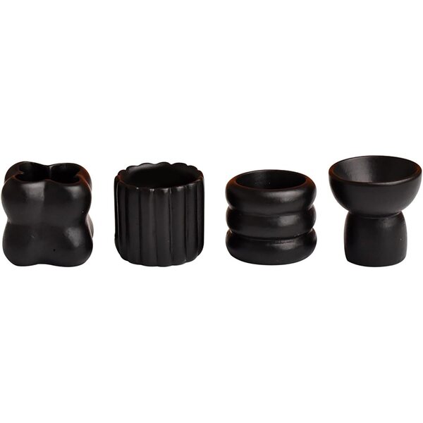 Set 20pcs Mini Vasi in Resina Neri per Casa delle Bambole e Micro Paesaggi