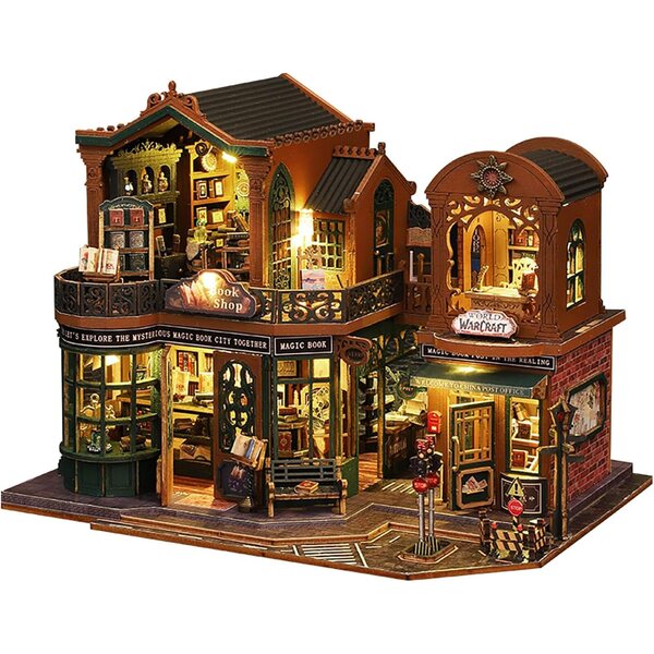 Book Nook Shylamb Holzbausatz mit LED, Miniatur-Puppenhaus zum Zusammenbauen
