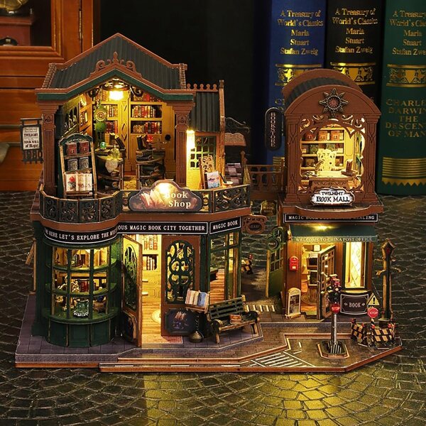 Book Nook Shylamb Holzbausatz mit LED, Miniatur-Puppenhaus zum Zusammenbauen