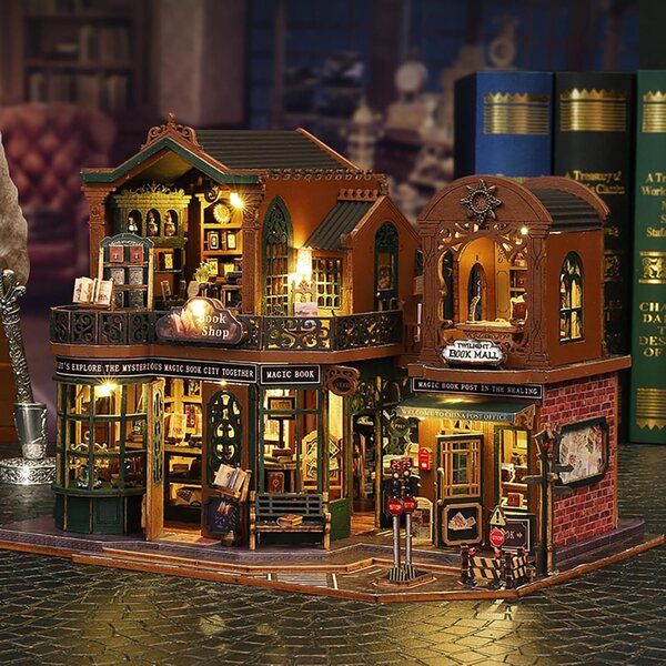Book Nook Shylamb Holzbausatz mit LED, Miniatur-Puppenhaus zum Zusammenbauen
